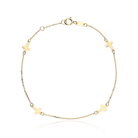 Pulsera Oro 18k y cruces 18cm "First"