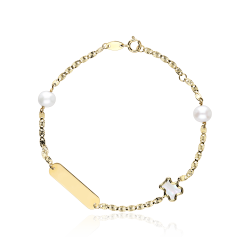 Pulsera "Lully Bear" Perlas y Oro 18k 17cm