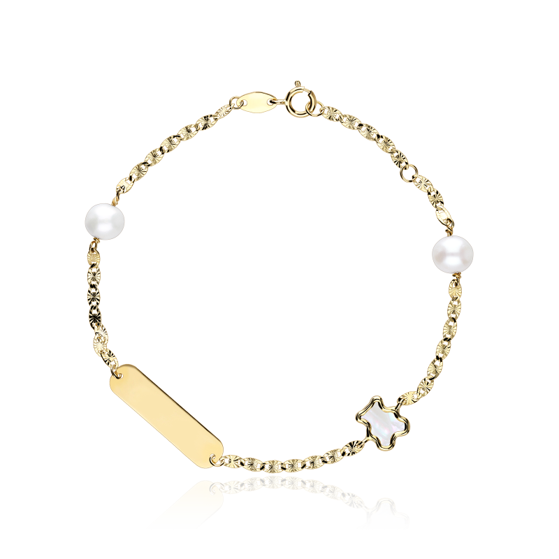 Pulsera "Lully Bear" Perlas y Oro 18k 17cm