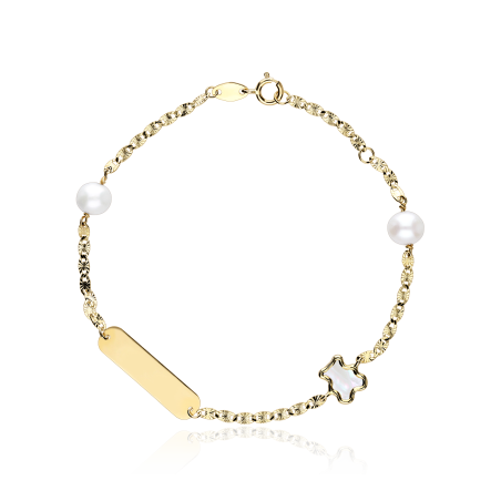 Pulsera "Lully Bear" Perlas y Oro 18k 17cm
