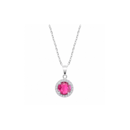 Collar Lotus Silver Mujer Colors Piedra Rosa LP3790-1/2