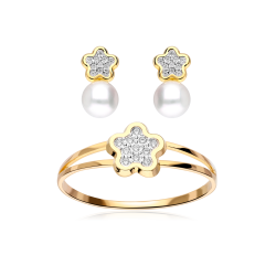 Conjunto "Camila" oro 18k P. Cultivadas