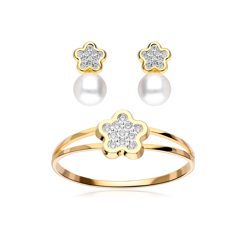 Conjunto "Camila" oro 18k P. Cultivadas