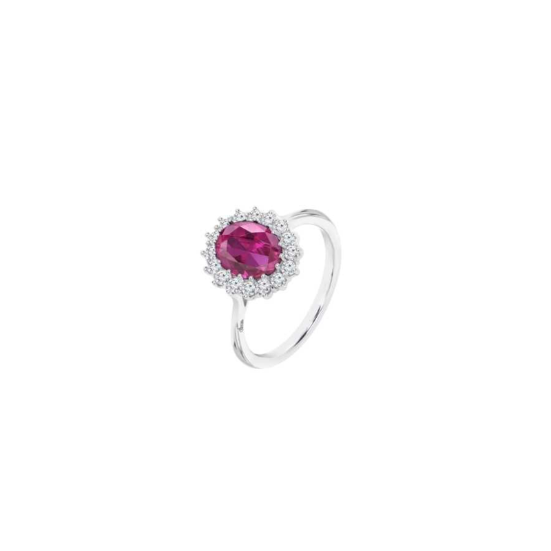 Anillo Lotus Silver Colors Mujer Piedra Rosa LP3459-3/4