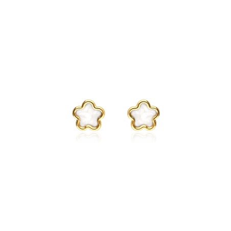 Pendientes Oro 18 k y Nácar "Fleurwhite"