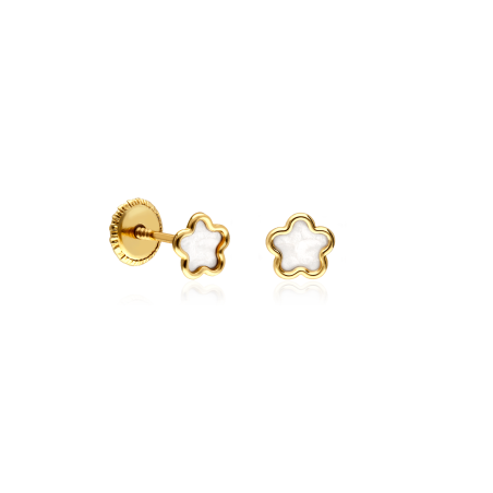Pendientes Oro 18 k y Nácar "Fleurwhite"