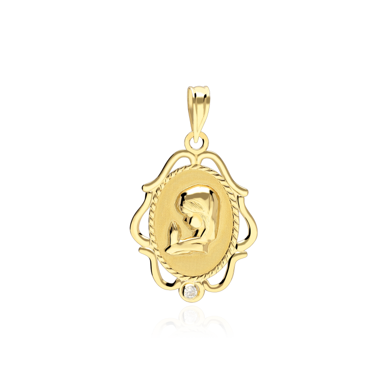MEDALLA "VIRGEN NIÑA" ORO 18K Y CIRCONITA