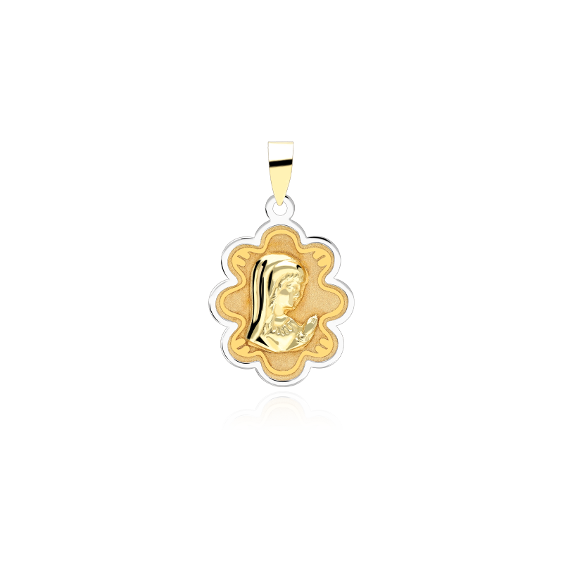 Medalla Virgen Niña de Oro Bicolor 18k