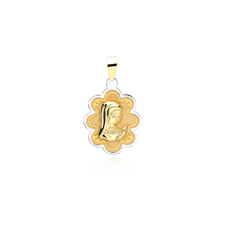 Medalla Virgen Niña de Oro Bicolor 18k