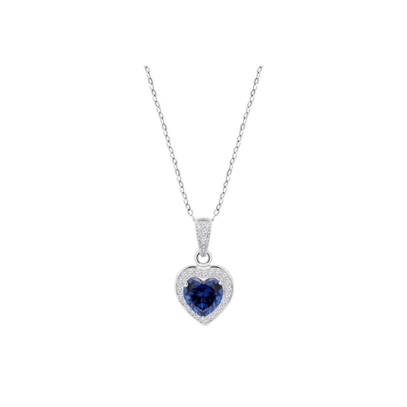 Collar Lotus Silver Mujer Colors Corazón Circonita Azul LP3784-1/1