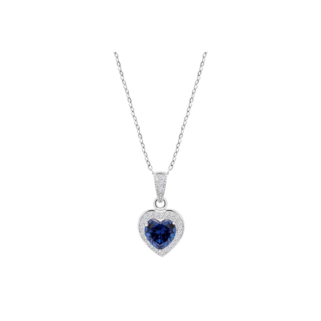 Collar Lotus Silver Mujer Colors Corazón Circonita Azul LP3784-1/1