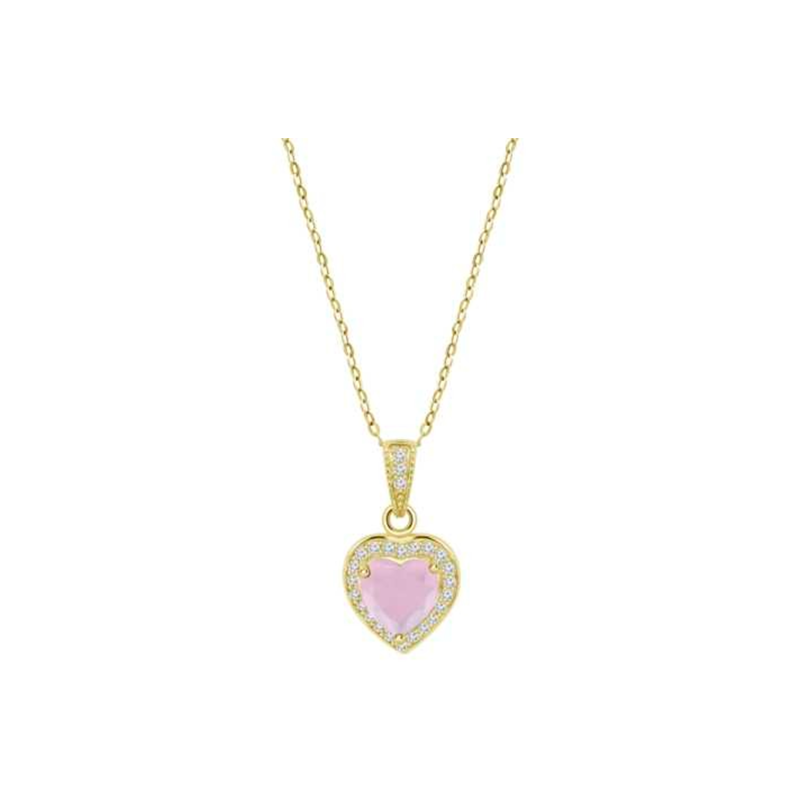 Collar Lotus Silver Mujer Colors Corazón Circonita Rosa LP3784-1/2