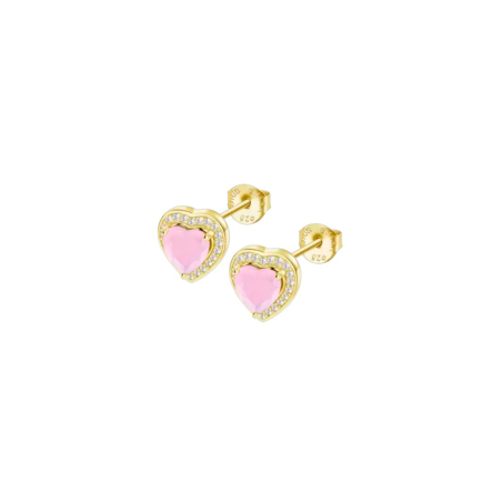 Pendientes Lotus Silver Mujer Dorados Circonita Rosa LP3784-4/2