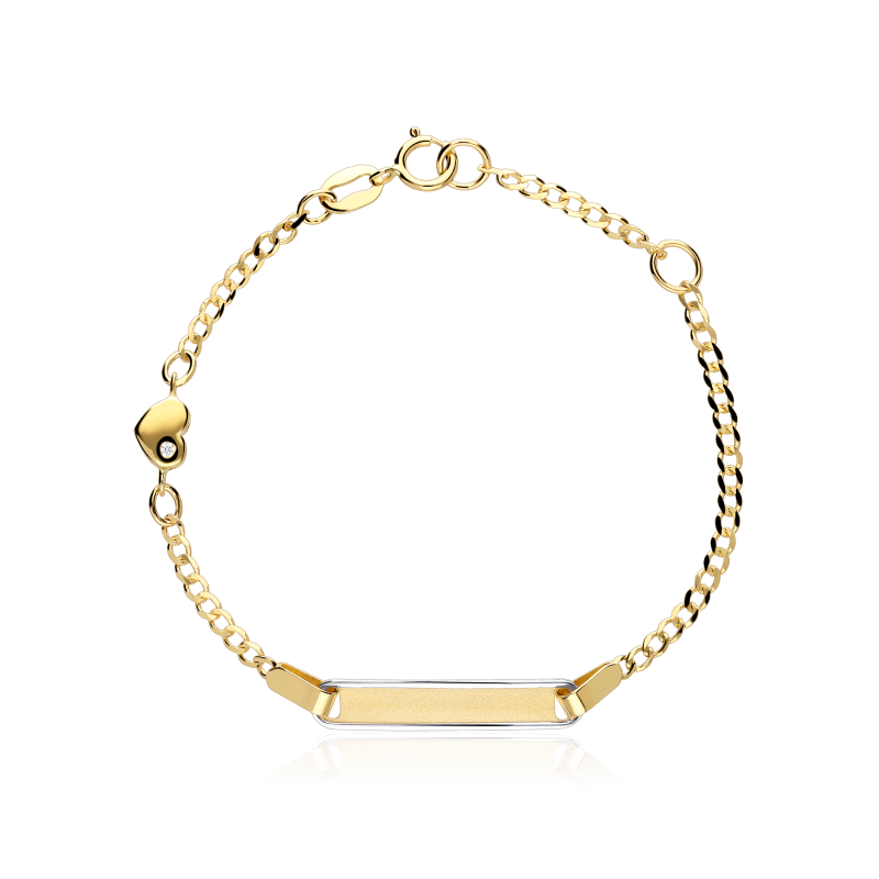 Pulsera Oro 18k y circonita 14cm "Mi corazoncito"