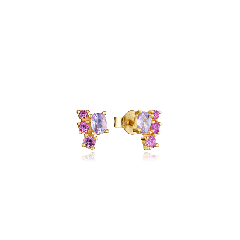 Pendientes Viceroy Mujer Plata Baño Oro Circonitas Rosas 9129E100-37