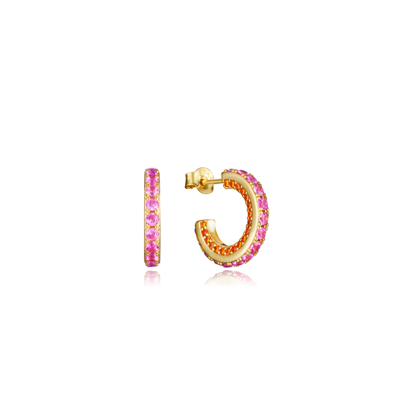 Pendientes Viceroy Mujer Plata Baño Oro Aro Rosa y Naranja 9127E100-39
