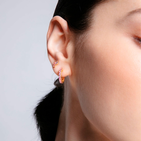 Pendientes Viceroy Mujer Plata Baño Oro Aro Rosa y Naranja 9127E100-39