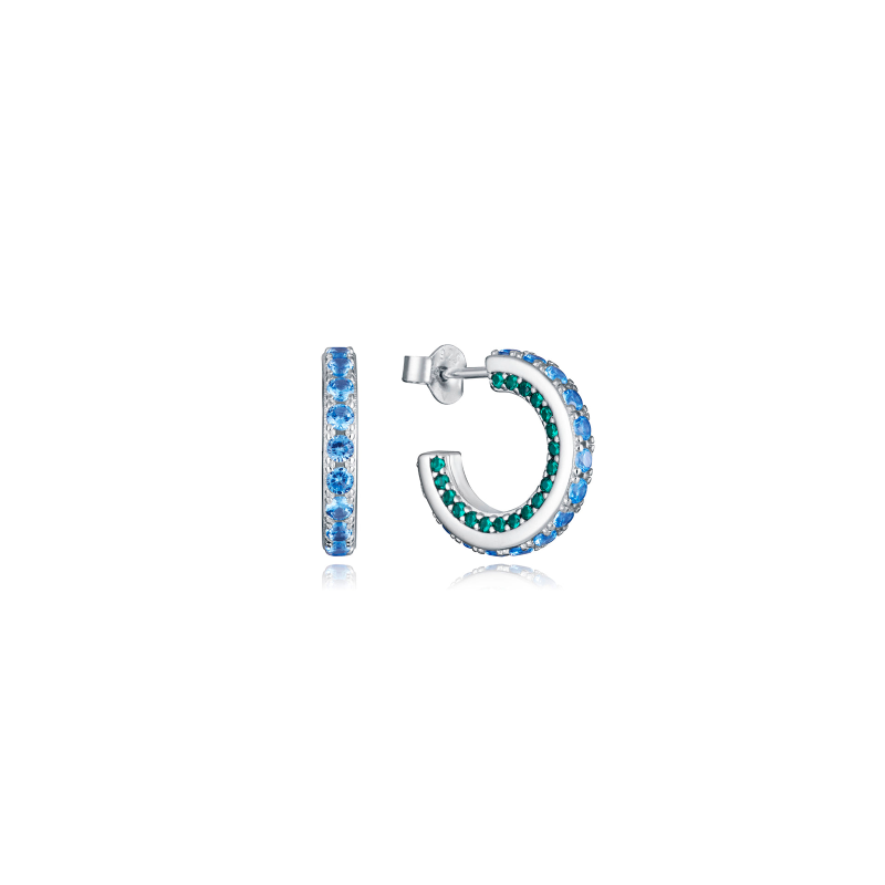 Pendientes Viceroy Mujer Plata Baño Oro Aro Azul y Verde 9127E000-39