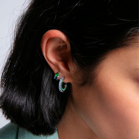 Pendientes Viceroy Mujer Plata Baño Oro Aro Azul y Verde 9127E000-39