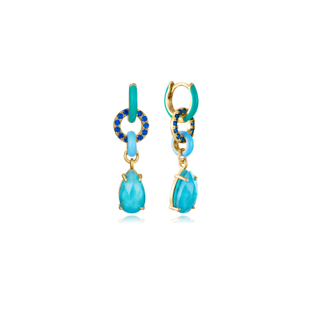 Pendientes Viceroy Mujer Plata Aros Entrelazados Azul y Verde 13194E100-99