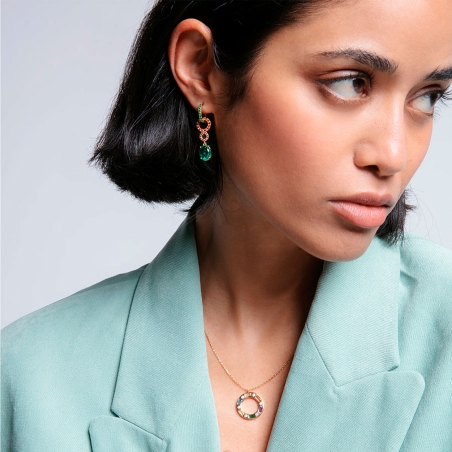 Pendientes Viceroy Mujer Plata Aros Entrelazados Verde y Rojo 13193E100-39