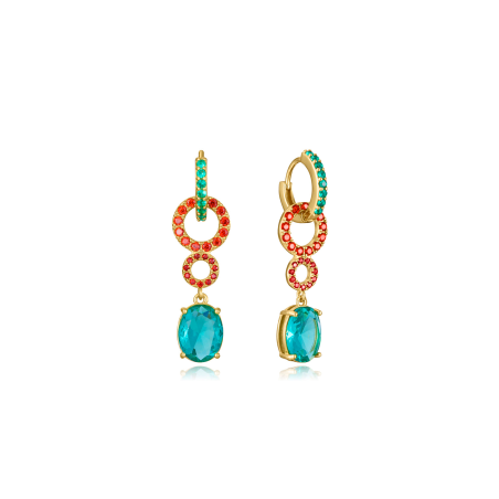 Pendientes Viceroy Mujer Plata Aros Entrelazados Verde y Rojo 13193E100-39