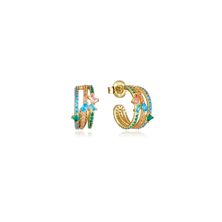 Pendientes Viceroy Mujer Plata Baño Oro Circonitas De Colores 15121E100-39