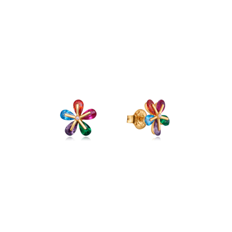 Pendientes Viceroy Mujer Plata Baño Oro Cristales de Colores 13083E100-99
