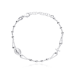 Pulsera Plata Primera ley 19cm "Virgen y cruz"