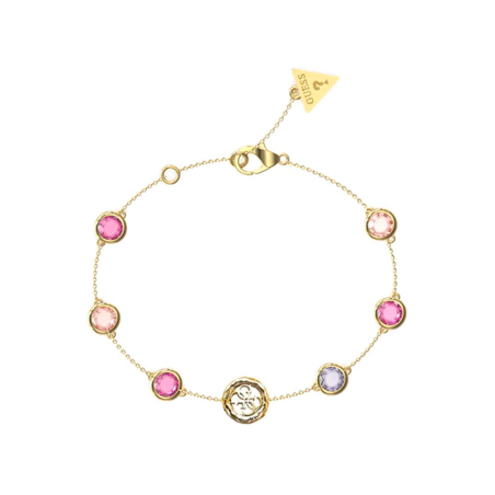Pulsera Guess Mujer Petra Acero Dorado Piedras Rosas JUBB05099JWYGFCS