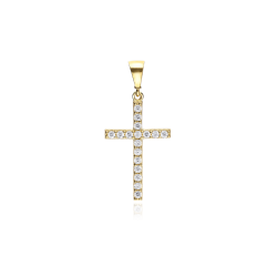Colgante cruz Oro 18k y circonitas "Ahlen"