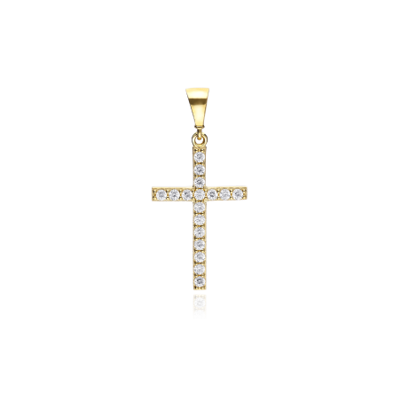 Colgante cruz Oro 18k y circonitas "Ahlen"