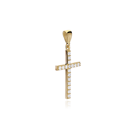 Colgante cruz Oro 18k y circonitas "Ahlen"