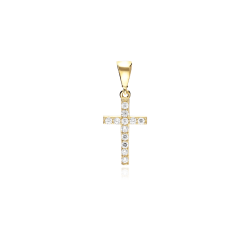 Colgante cruz Oro 18k y circonitas "Ahlen"
