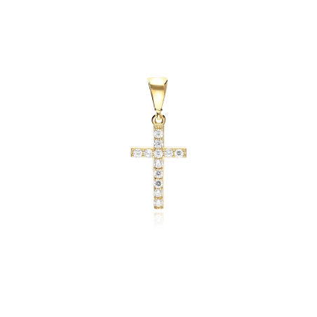 Colgante cruz Oro 18k y circonitas "Ahlen"