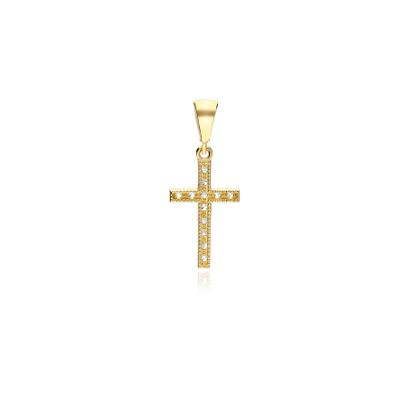 Colgante cruz Oro 18k y circonitas "Ahlen"