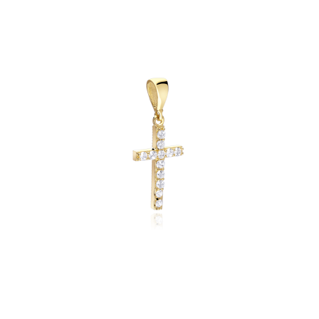 Colgante cruz Oro 18k y circonitas "Ahlen"