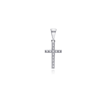 Colgante cruz Oro 18k y circonitas "Ahlen"