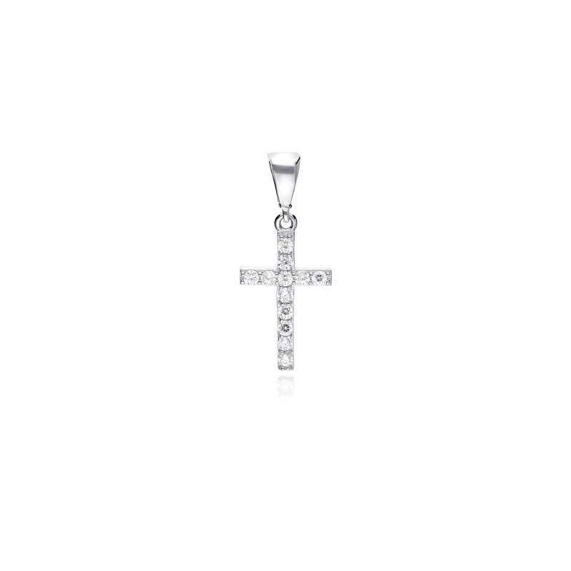 Colgante cruz Oro 18k y circonitas "Ahlen"