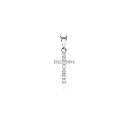 Colgante cruz Oro 18k y circonitas "Ahlen"