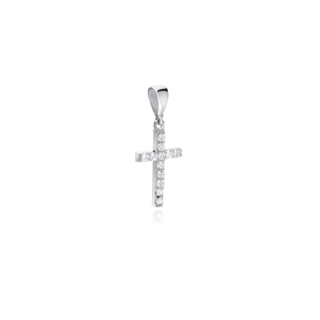 Colgante cruz Oro 18k y circonitas "Ahlen"