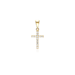 Colgante cruz Oro 18k y circonitas "Ahlen"