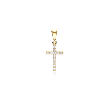 Colgante cruz Oro 18k y circonitas "Ahlen"