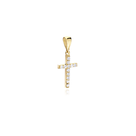 Colgante cruz Oro 18k y circonitas "Ahlen"