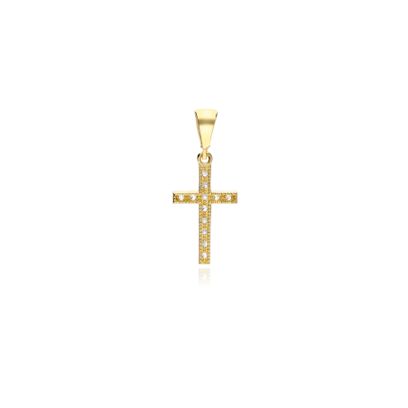 Colgante cruz Oro 18k y circonitas "Ahlen"