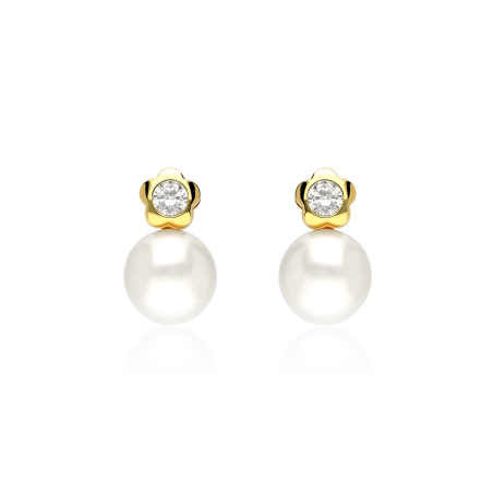 Pendientes Oro 18 k y Perlas cultivadas "Petals"