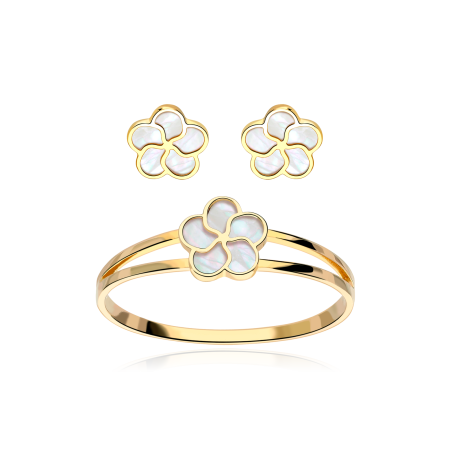 Conjunto "Margherite" oro 18k y nácar