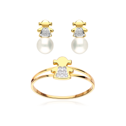 CONJUNTO  AMANDA  ORO 18K PERLAS CULTIVADAS