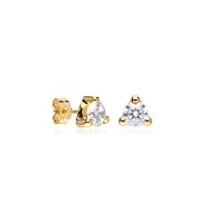 Pendientes Oro 18k y circonita 5mm "Three"