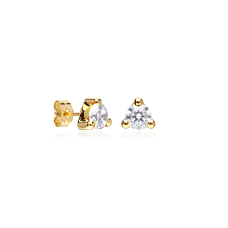 Pendientes Oro 18k y circonita 5mm "Three"
